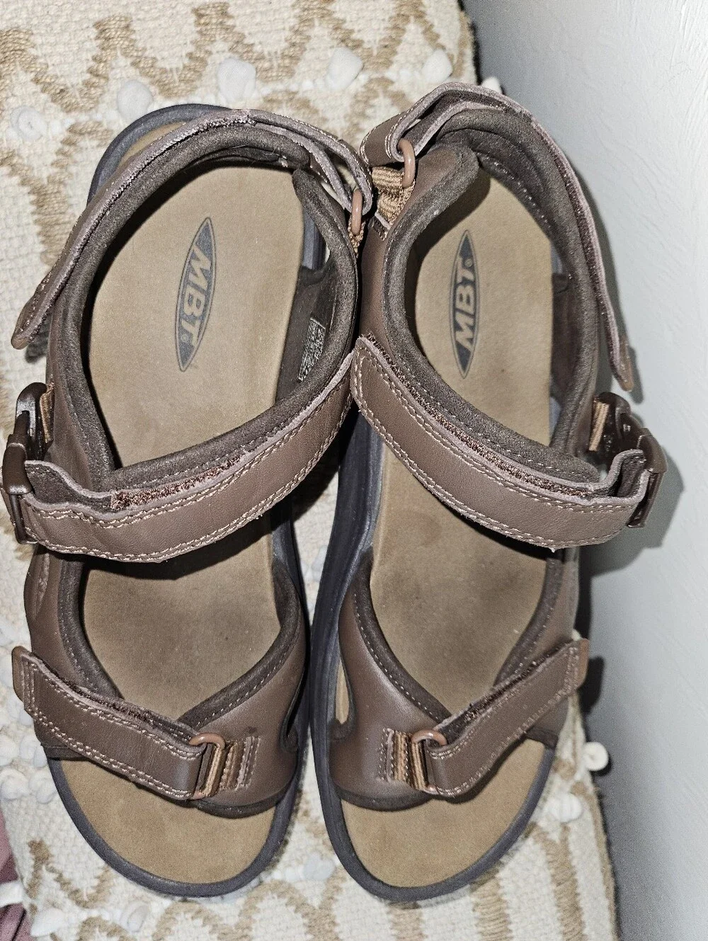 MBT Sandals Men 12 - 12.5 Kisumu 3S Brown Adjustable Sport Shoe Outdoor Leather